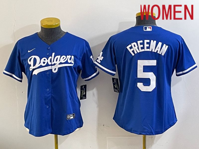 Women Los Angeles Dodgers #5 Freeman Blue Game 2024 Nike MLB Jersey style 11205->women mlb jersey->Women Jersey